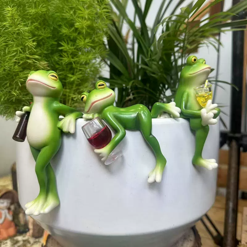 Plant Parents - Macetero de rana de resina contemporáneo,